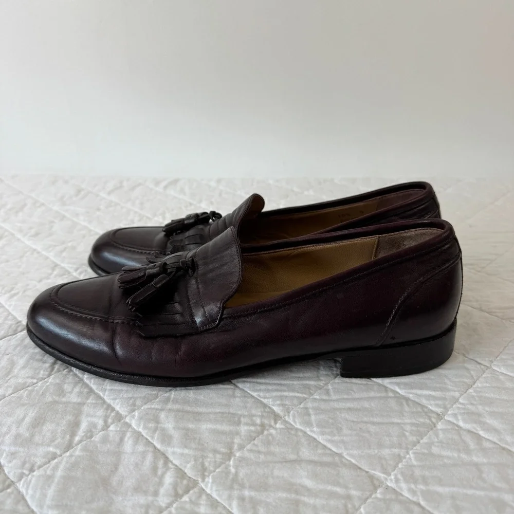 Nordstrom‎ Rolando Mens 10.5 D Burgundy Leather Tassel Kiltie Loafers Italy Flex